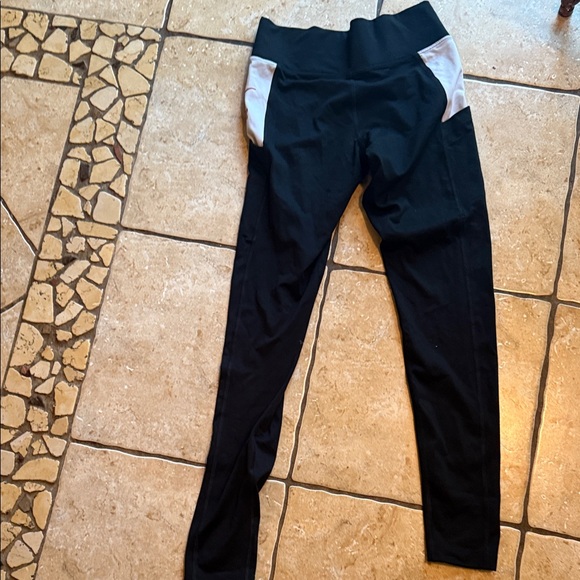 PINK Victoria's Secret Black Leggings with Orange Longhorns with pockets - Picture 2 of 4